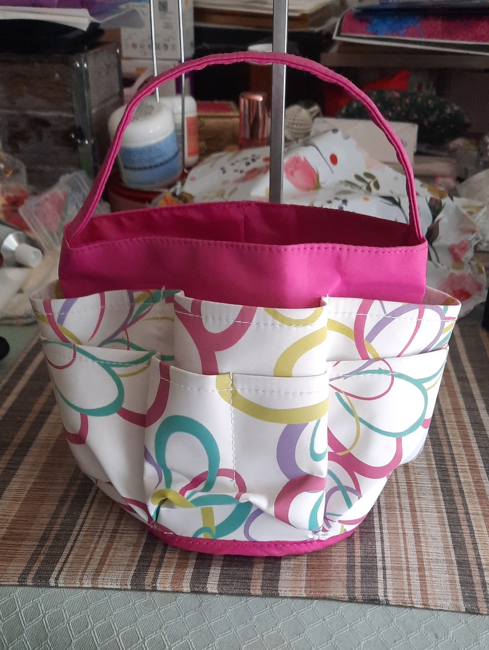 Pink Multicolor Pocket Tote Organizer